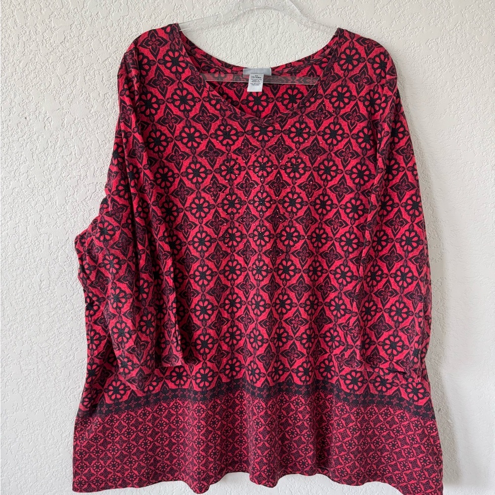 Catherine’s Red and Black Women's Top - Size 3X or 26/28W - Great Condition
